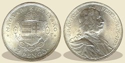 1935-ös 2 pengő - (1935 2 pengő) - II. Rákóczi Ferenc 1676-1735
