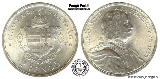1935-s 2 peng - (1935 2 peng) - II. Rkczi Ferenc 1676-1735