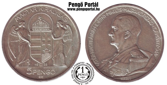 1938-as Horthy Miklós 5 pengős - (1938 5 pengő)