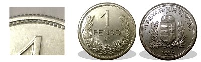 1939-es 1 pengő alumínium recés peremmel